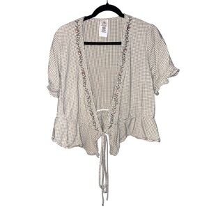 DISNEY Beauty & The Beast Limited Edition Checkered Embroidered Wrap top